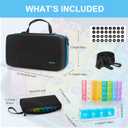 Monthly Pill Organizer 4 Times a Day, Pill Box Organizer with 32 Daily Compartments, 30 Day Pill Organizer 4X a Day Pill Holder with Hard Shell Travel Case with Weekly Pill Bag 4 Times a Day