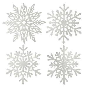 48 Pieces Snowflake Paper Placemats Winter Snowflake Disposable Place Mats Decorative Table Mats for Christmas Winter Frozen Party Table Setting Banquet Party Supplies (Silver)