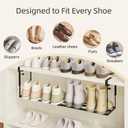 Expandable Shoe Rack Organizer for Cabinet, Adjustable Hanging Under Shelf Storage, Sturdy Round Tube Design, Space Saving Shoe Shelf for Closet, Entryway, Laundry Room, Black