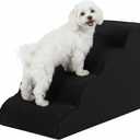 Oiilores Dog Stairs for Small Dogs 19" H, 4-Step Dog Steps Ramp for High Beds and Couch with Anti-Slip Washable Cover and Durable High Density Foam, Pet Stairs for Cats, Black