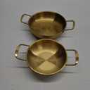 Okllen Set of 2 Korean Ramen Noodle Pot with Handles, Stainless Steel Everyday Pan, Golden Korean Cooking Pot for Soup, Noodle, Pasta, Home and Outdoor, Dishwasher Safe