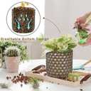 Oairse Small Ceramic Pots for Plants, 5.3 inch Brown Plant Pot Indoor with Drainage Ceramic Planters for Indoor Plants Succulent Planters Decorative Flower Pots for Cactus, Snake Plant, Herb