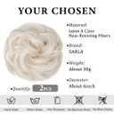 SARLA 2PCS Messy Hair Bun Hair Pieces Wavy Curly Synthetic Updo Fake Scrunchies Ponytail Extension for Women Platinum Blonde
