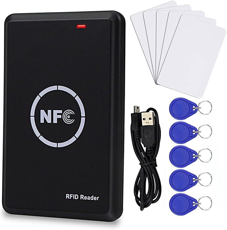 JASAG Smart Access Control Copier, RFID Reader Writer, 125KHz Duplicator, 13.56MHz Encrypted Card Decoder, NFC Tag Replicator, with Writable Key Fobs, Free Software