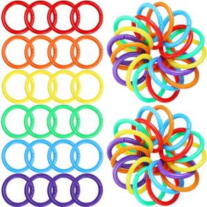 Outus 144 Pieces Plastic Binder Rings Loose Leaf Multi-Color Plastic Book Rings Flexible for Cards, Document Stack and Swatches Organization School Home, or Office Use, 6 Colors(27 mm)