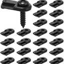 Blulu 24 Pack 13/16 x 1/2 Inches Flush Nylon Window Screen Clip with Screws Offset Clips for Fastens Storm Window, Storm Panels, Screen Door Clip(Black)