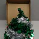 5FT Pop Up Christmas Tree with Timer 60 Warm White & Multi Color Fairy Light 3D Star 15 Ball Ornament, Green Sliver Tinsel Christmas Tree Slim Pencil Xmas Tree Home Office Holiday Decor Indoor Outdoor