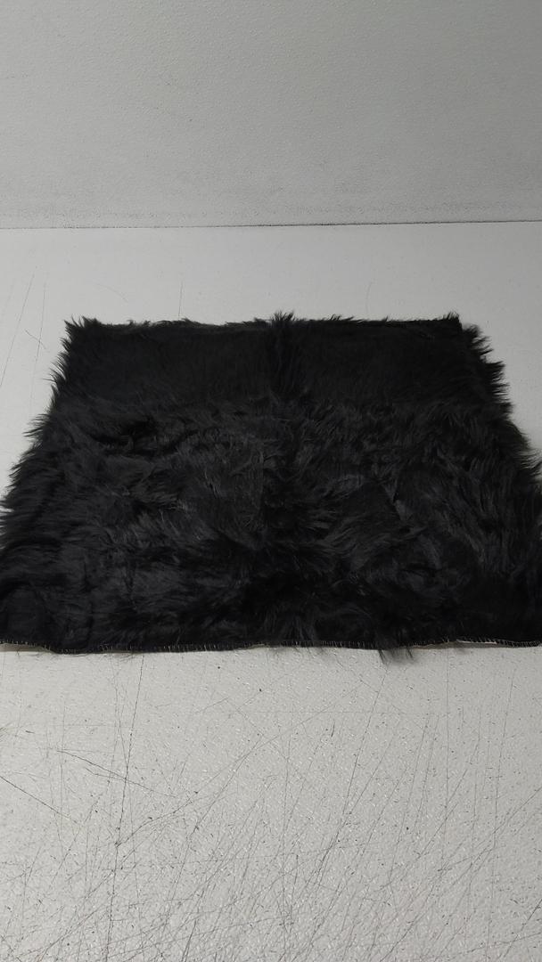Ultra Soft Fluffy Faux Fur Sheepskin Area Rug, Luxury Rectangular Design, 20x20, Black