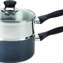 T-fal Specialty Nonstick Double Boiler 3 Quart Oven Safe 350F Cookware, Pots and Pans, Dishwasher Safe Silver/Black