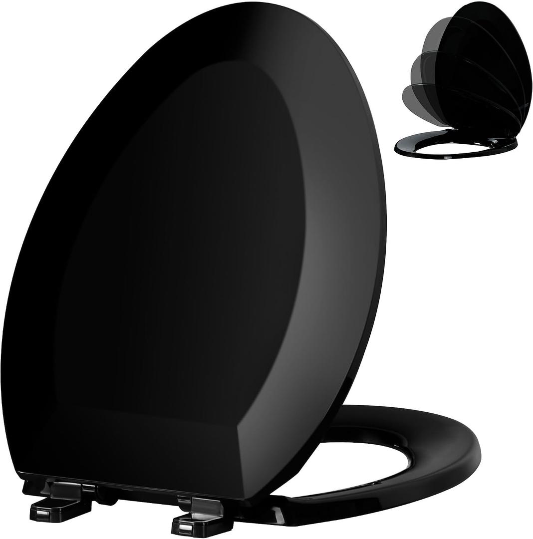 Angol Shiold PP Slow Close Toilet Seat (Elongated, Black)