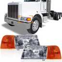 Headlight with Corner Lamp fit for Peterbilt 385/377 Trucks Halogen Headlights Headlamp Assembly Pair Left Driver and Right Passenger Side