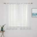 MIULEE 2 Panels Solid Color Ivory Sheer Curtains Elegant Grommet Top Window Voile Panels/Drapes/Treatment for Bedroom Living Room (54X63 Inches)