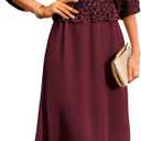 GRACE KARIN Mother of Bride Dresses 2025, 3/4 Sleeve Sequin Dress Maxi, Elegant Wedding Guest Dress Formal Cocktail (Small, Burgundy)
