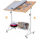 Tektalk Jigsaw Puzzle Table with Angle & Height Adjustment，Puzzle Board with Cover，Puzzle Easel Tilting Table with Legs, Enclosed with 4 Roller Wheels, for Up to 1500 Pieces