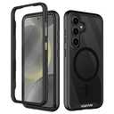 wahhle Compatible with Samsung Galaxy S24+ Plus Case, Magnetic Wireless Charging Built in Screen Protector Full Body Shockproof Slim Fit Bumper Protective Phone Cover 6.6'' -Black/Clear