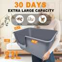 Jumbo Cat Litter Box with High Sides,24.4" L 15.1" W 13.0" H,Extra Large Litter Boxes for Big Cats & Kittens,XL Cat Pan,Indoor Pet Toilet with Tall Sides,Easy to Clean,Anti-Splashing(Grey)