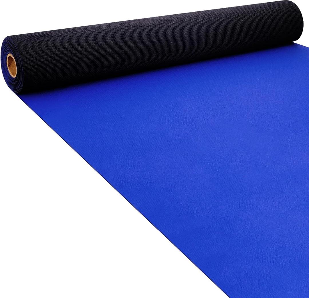 Boao 10 x 2.3 ft Neoprene Carpet Runner Reusable Plastic Floor Runner Non Slip Rubber Backed Rugs for Hallway Aisle Carpet Roll for Wedding Party Decor Prom Business Outdoor(Blue)