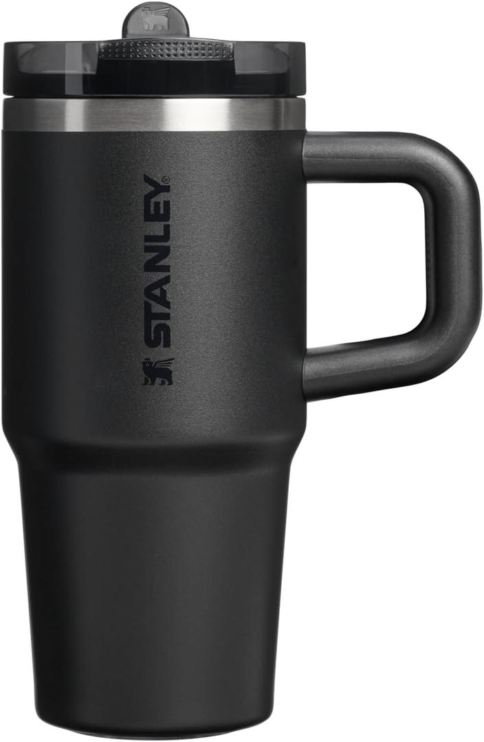 STANLEY Quencher ProTour Flip Straw Tumbler with Leakproof Lid | Built-In Straw & Handle | Cupholder Compatible for Travel | Insulated Stainless Steel Cup | BPA-Free (14 Ounces, Black 2.0)