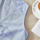 Verdusa Women's 2 Piece Striped Outfit Bow Tie Crop Tank Tops with Shorts Set (Medium, Blue and White)