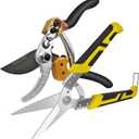 Professional 2-Pack Pruning Shears and Tin Snips, 8.7" Tin Snips + 7.5" Pruning Shears