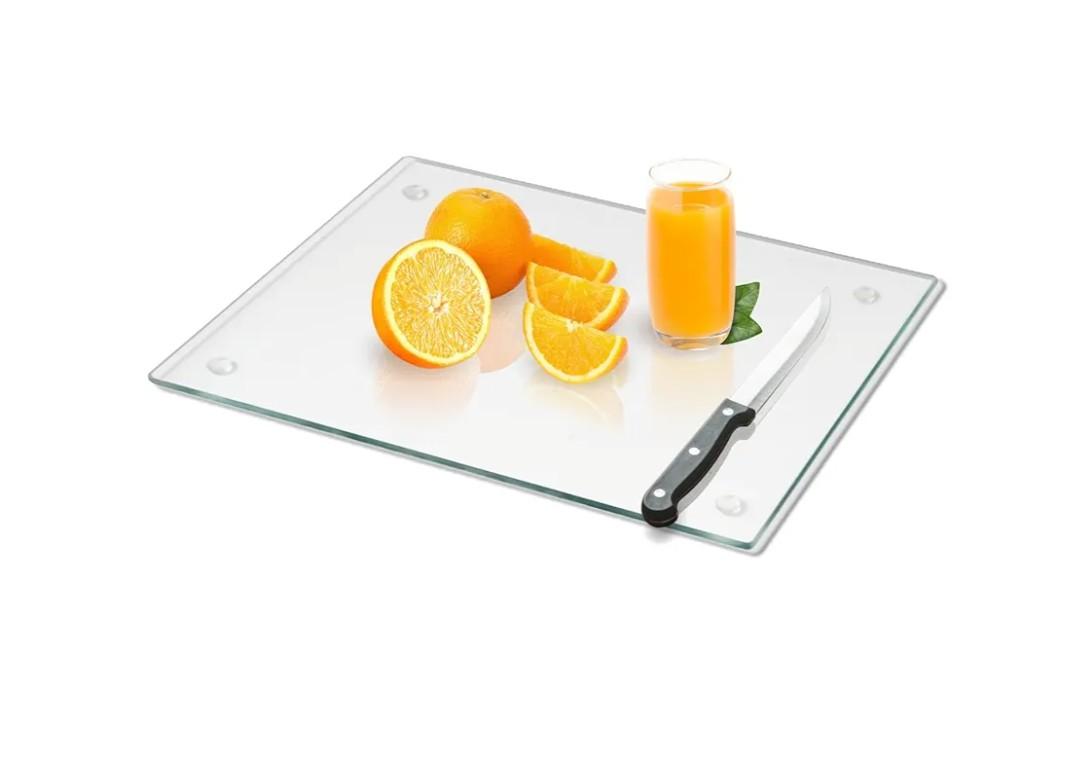Tempered Glass Cutting Board for Kitchen, Clear Glass Board for Countertop, with Non-Slip Feet, Heat Resistant, Extra Large Size 18x24"