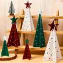 Maitys 12 Pcs Christmas Decoration 4 Sizes Wooden Tree Sign with Tabletop Star Decor Rustic Merry Christmas 3D Freestanding Engraved Trees for Home Table Centerpiece Shelf Mantel Fireplace Party Decor