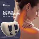 Upgraded Deep Tissue Neck Massager Pillow with Heat, Shiatsu Kneading Neck & Shoulder Massager for Pain Relief, Cordless Portable Massage Pillow for Home Office & Car, Grey & Blue