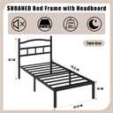 SHOANED 14 Inch Metal Bed Frame - Twin Size Heavy Duty Bedframe with Headboard Black Basic Steel Slats Platform No Box Spring Needed/Easy Assembly/Noise Free