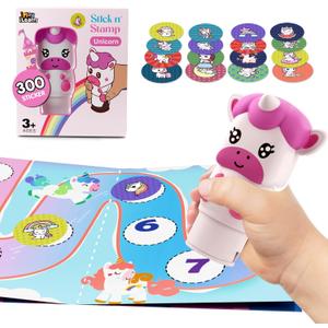 iPlay, iLearn Kids Unicorn Sticker Stamp Activity Set - 400+ Stickers 18-Page Activity Book, Toddler Creative Mess-Free Art Craft Educational Travel Toy, Birthday Stocking Gift 3 4 5 6 Yr Old Girl Boy