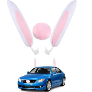 Didiseaon Easter Bunny Ears Nose Car Decor: Rabbit Ears Car Antenna Topper, Outdoor Easter Decorations for Auto Vehicles Christmas Party Exterior Accessories