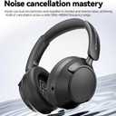 Wireless Headphones Over the Ear, Noise Cancelling Headphones, Bluetooth Headphones, Bluetooth V6.0 Headset with Low Latency Gaming & Movie Modes, 1000mAh Long Battery Life, External Mic, Black