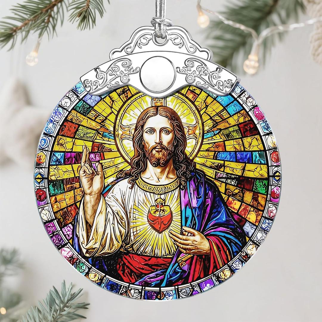 Jesus Christ Ornament, Christmas Ornament, Christmas Decoration, Religious Holiday Decor, Gifts for Christian, Religious Gifts, Gift Exchange, Gift Idea - Pattern B