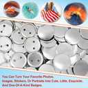 300 Sets 1.25 inch Button Maker Supplies, 32mm Button Supplies Blank Badge Parts Includes Metal Covers, Metal Backs& Clear Film, Round Badge Blank Buttons Pins，Compatible with Button Maker Machine