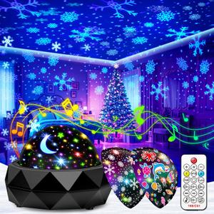 PIKOY Night Light Projector for Kids Room - 15 Colors, 15 White Noise, 3 Films, Remote - Rechargeable Star Lights for Ceiling, Bedroom - Gifts