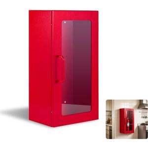 5lb Home Steel Fire Extinguisher Cabinet with Ready-to-Deploy (Red), 19" H x 9.5" W x 6.5" D