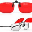 Goiteia Red Clip on Blue Light Blocking Glasses for Sleep-Block Blue & Green Light, Improve Sleep, Relieve Eye Strain and Headaches, Red Light Glasses for Screen Use