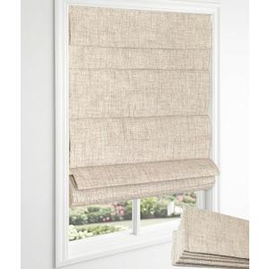 No Drill Roman Shades, Blackout Cordless Roman Shades for Indoor Windows, Thermal Insulated Room Darkening Fabric Blinds for Bedroom & Living Room, 37" W x 64" H, Beige