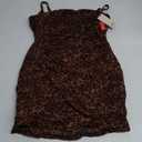 Popilush Leopard Print Dress with Built in Shapewear Spaghetti Strap Mini Dresses Mesh Ruched Bodycon Summer Splash Large