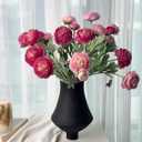 7 pcs Peony Artificial Flowers with Stems, Faux Pink and Hotpink Peonies Stem for Vase, Silk Ranunculus Flowers Arrangement for Home Office Farmhouse Wedding Party Decorations