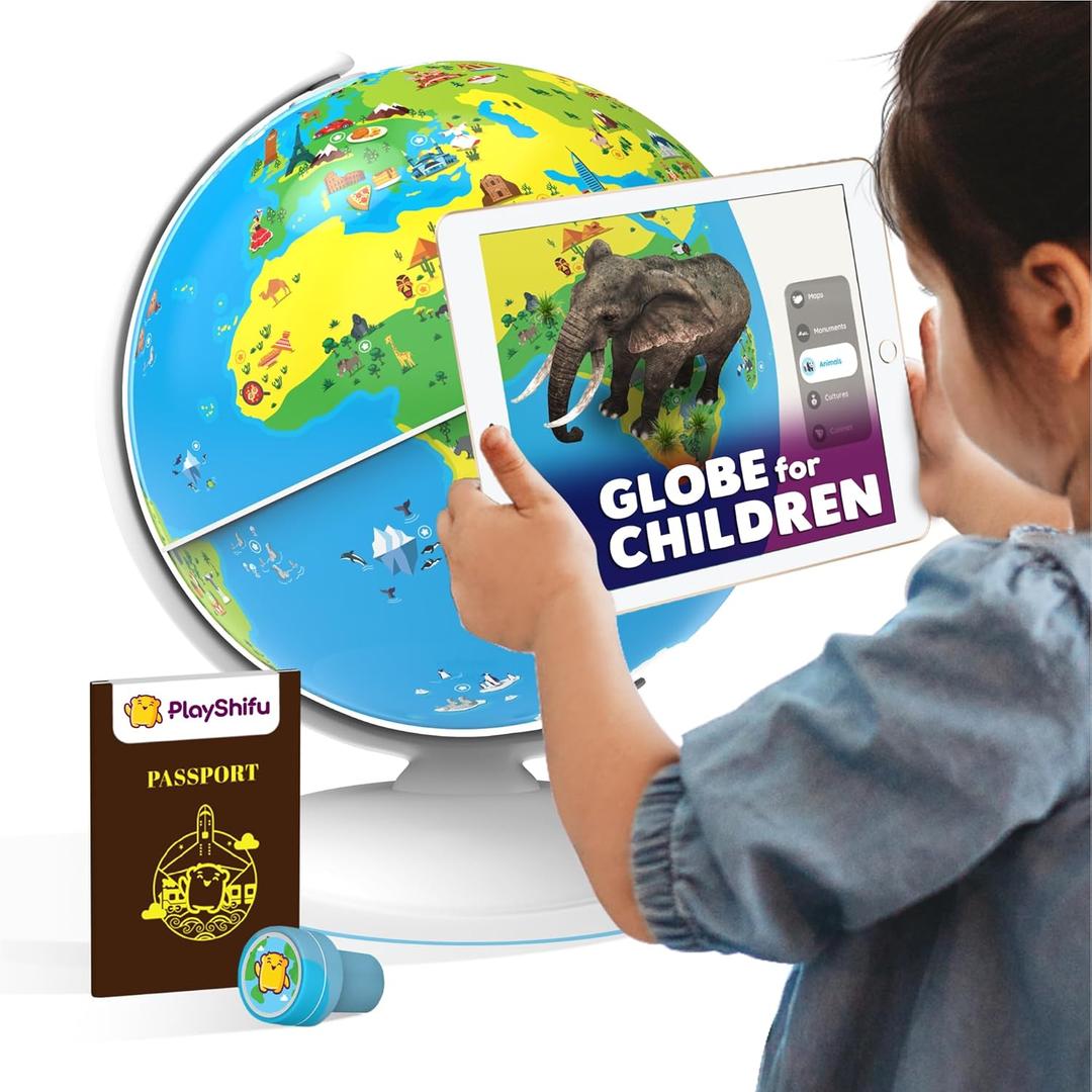 PlayShifu Globe for Kids Orboot Earth: Interactive Kids Globe with 1000+ Facts on Animals, Places & Monuments | Tech-Powered Learning Toy & STEM Gift for Kids Ages 410