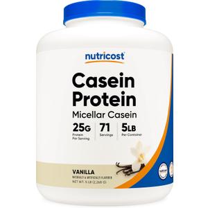 Nutricost Casein Protein Powder 5lb Vanilla - Micellar Casein, Gluten Free, Non-GMO (5 Pound (Pack of 1))