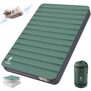 2 Person Full Size Camping Sleeping pad, 4" Ultra-Thick Memory Foam Camping Mat with Built-in Electric Pump, 9.5 R-Value Insulated Air Mattress Sleeping Pads for Car Travel