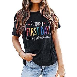 MNLYBABY First Day of School Shirt for Teachers Women Teachers Life Shirts Back to School Tee Tops for Teachers Students, S