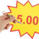 STOBOK 30 Sheets Explosive Price Tag Stickers 9.64X7.08In Fluorescent Yellow Star Burst Writable Self-Adhesive Labels for Retail Store Sale and Event Promotion