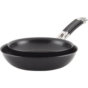 Anolon Smart Stack Hard Anodized Nonstick Frying Pan Set/ Skillet Set - 10 Inch and 12 Inch, Black