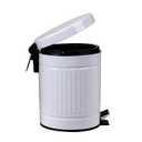 5 L Round Step Pet Trash with Lid,Mini Metal Pedal Bin,Small Garbage Can Wastebasket for Home, Car or Office White