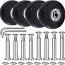 Luggage Suitcase Replacement Wheels 50mm Diameter 1 7/8 inch Wear-Resistant Mute Suitcase Luggage Replacement Wheels Rubber Swivel Caster Repair Kits 4 Pcs