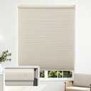 Joydeco No Drill Light Filtering Cellular Shades, 58" W x 64" H, Beige