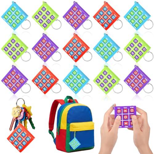 Hicarer 32 Pcs Tic Tac Toe Game Party Favor Goodie Bag Stocking Stuffer Kids 8-12 Tic Tac Toe Keychain Classroom Prize Puzzle Game Birthday Party Gift for Boy Girl Valentine's Day (Cute Color)