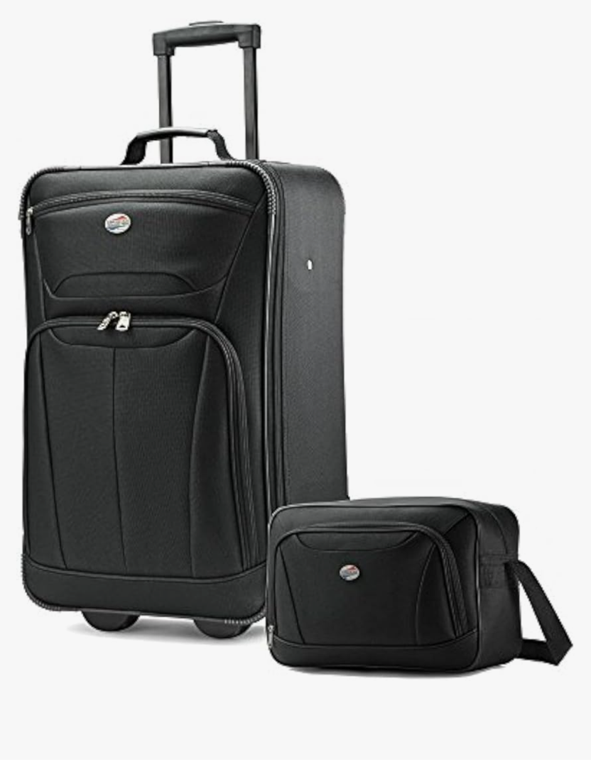 American Tourister Fieldbrook II Softside Upright Luggage Set, Black, 2-Piece Set (tote/21)